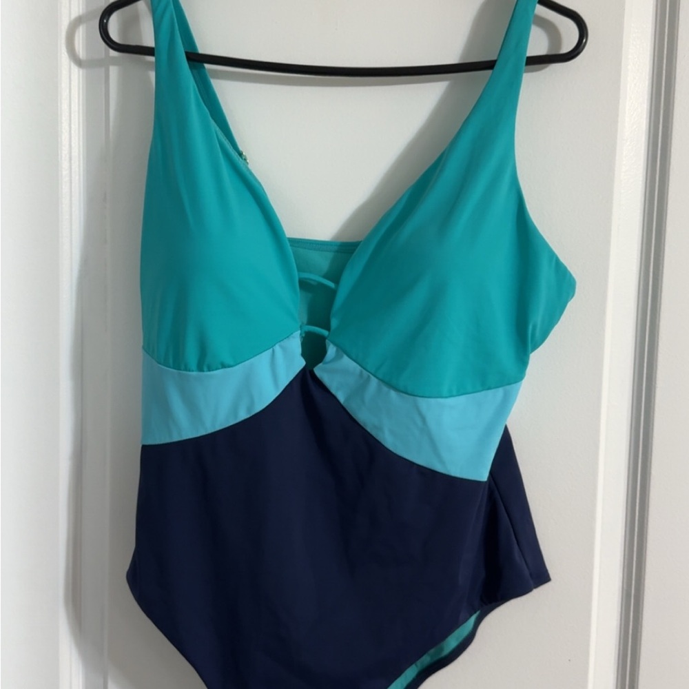 Swimsuits For All Teal and Navy One Piece